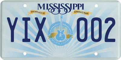 MS license plate YIX002