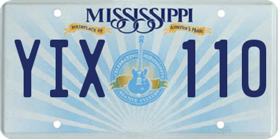 MS license plate YIX110