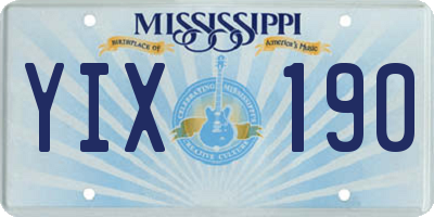 MS license plate YIX190