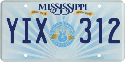 MS license plate YIX312