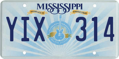 MS license plate YIX314