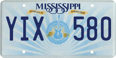 MS license plate YIX580