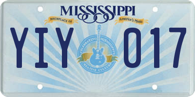 MS license plate YIY017