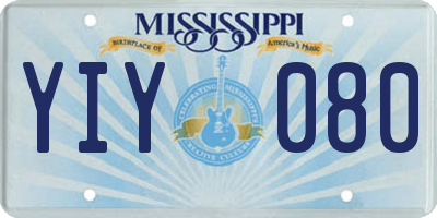 MS license plate YIY080