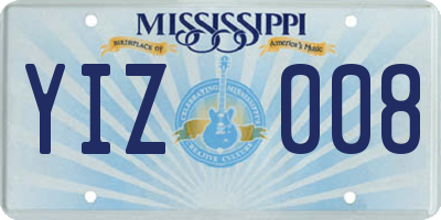 MS license plate YIZ008