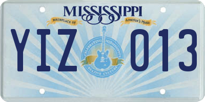 MS license plate YIZ013