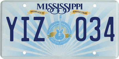 MS license plate YIZ034