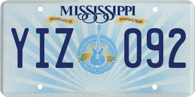 MS license plate YIZ092