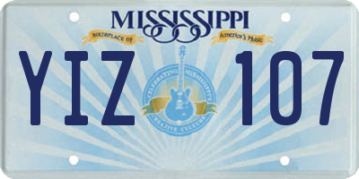 MS license plate YIZ107