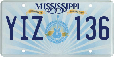 MS license plate YIZ136