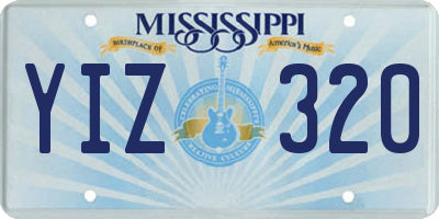 MS license plate YIZ320