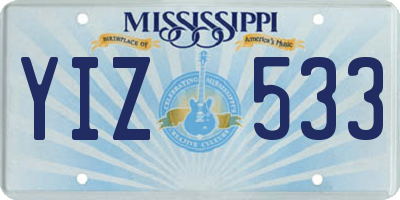 MS license plate YIZ533