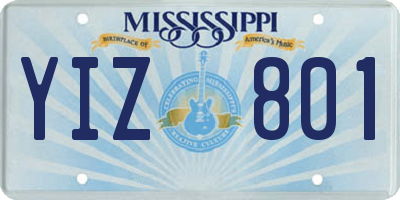 MS license plate YIZ801