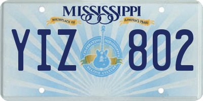 MS license plate YIZ802