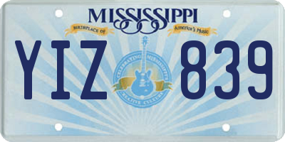MS license plate YIZ839