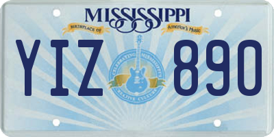 MS license plate YIZ890