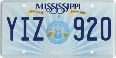 MS license plate YIZ920