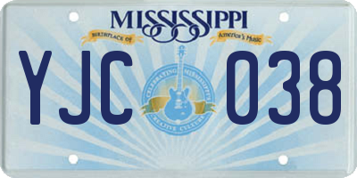 MS license plate YJC038