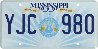 MS license plate YJC980