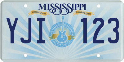 MS license plate YJI123