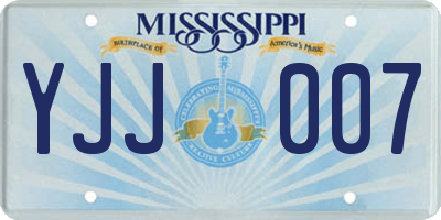 MS license plate YJJ007