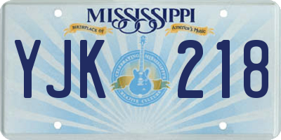 MS license plate YJK218