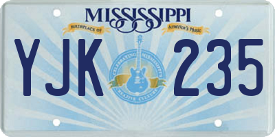 MS license plate YJK235