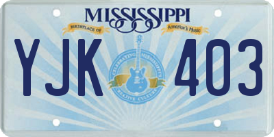 MS license plate YJK403