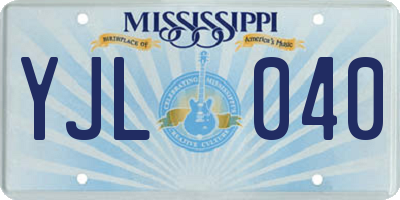 MS license plate YJL040
