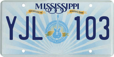 MS license plate YJL103