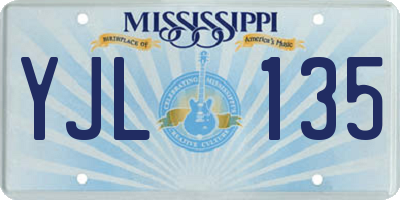 MS license plate YJL135