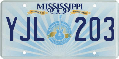 MS license plate YJL203