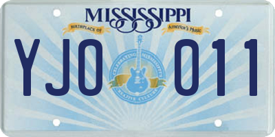 MS license plate YJO011