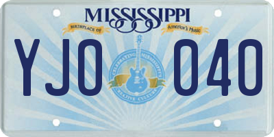 MS license plate YJO040