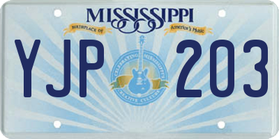 MS license plate YJP203