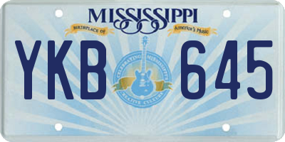 MS license plate YKB645