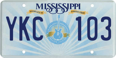 MS license plate YKC103