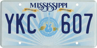 MS license plate YKC607