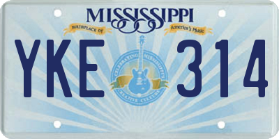 MS license plate YKE314