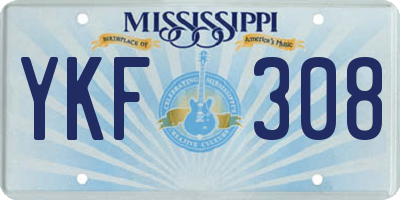 MS license plate YKF308