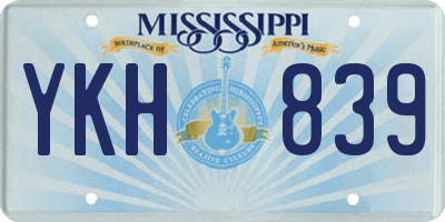 MS license plate YKH839