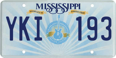 MS license plate YKI193