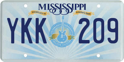 MS license plate YKK209