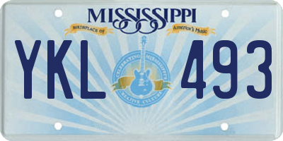 MS license plate YKL493