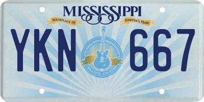 MS license plate YKN667