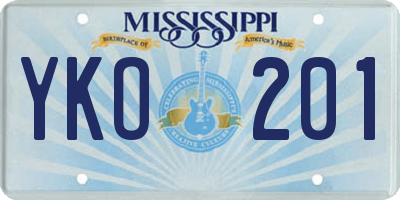 MS license plate YKO201