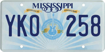 MS license plate YKO258