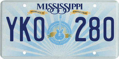MS license plate YKO280
