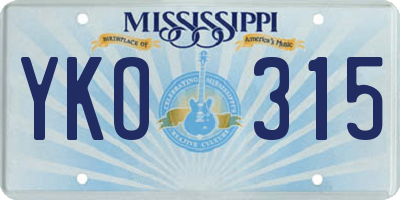 MS license plate YKO315