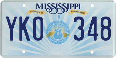MS license plate YKO348